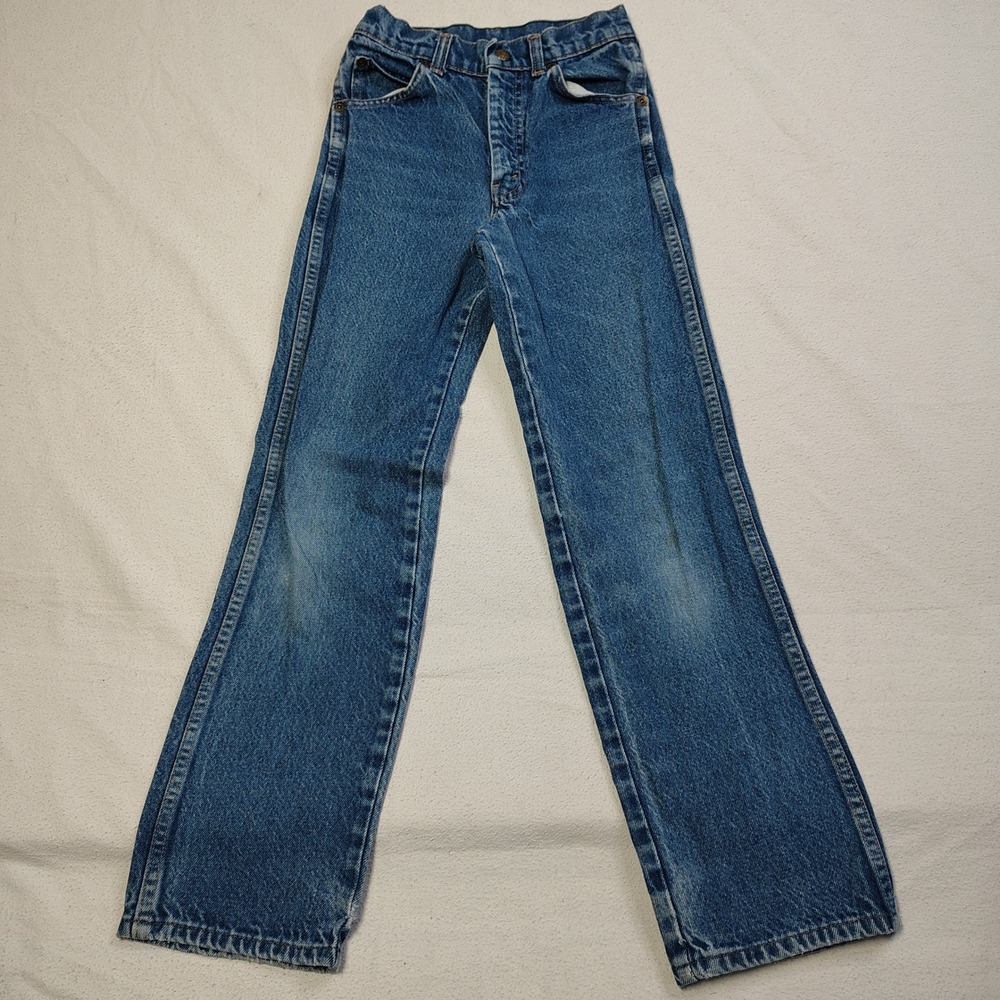 Vintage Farah Jeans Boys Size 12 Slim Blue Straight Leg Denim Scovill Zip‎
